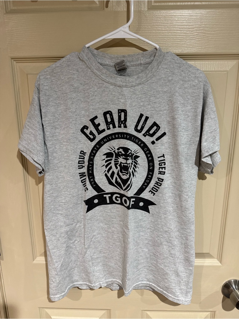 Fort Hays State University Gildan Gray 'Gear Up!' Tiger Crest Short Sleeve Tee